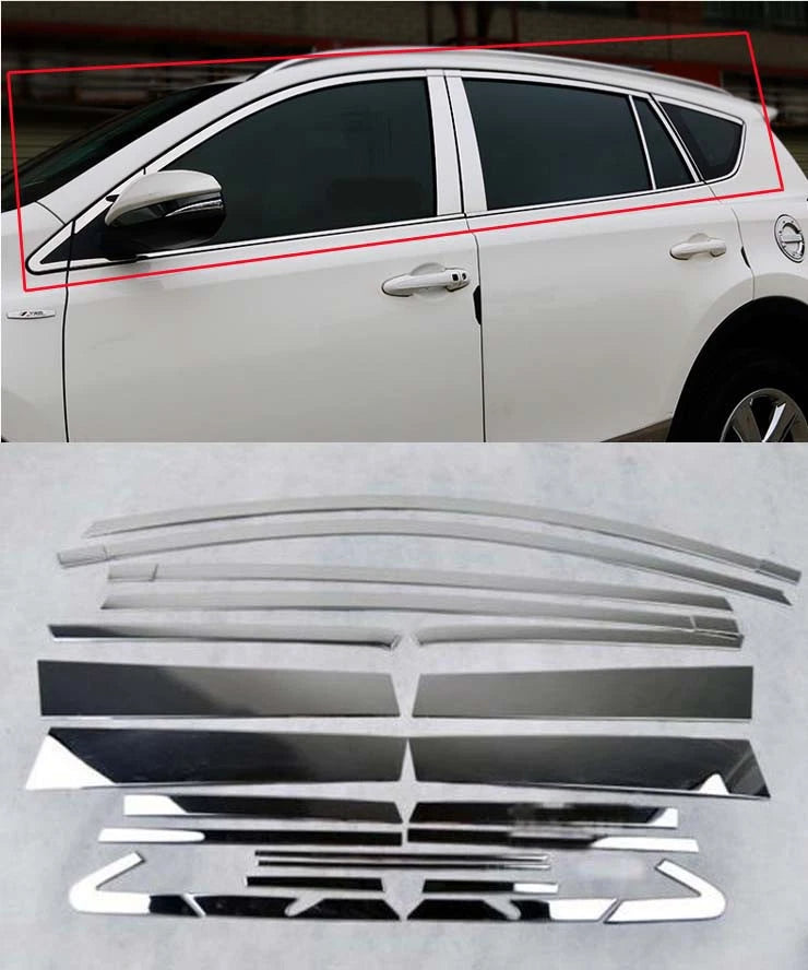 Sill Window Pillars Molding Cover Trim for 2016-2018 Toyota RAV4 (2016-2018)