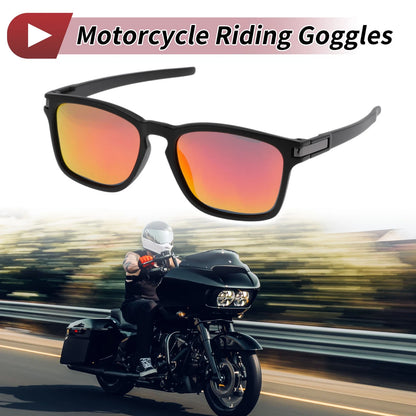 Motorcycle Riding Goggles Red Lens Black Frame PC Cycling Sunglasses UV400