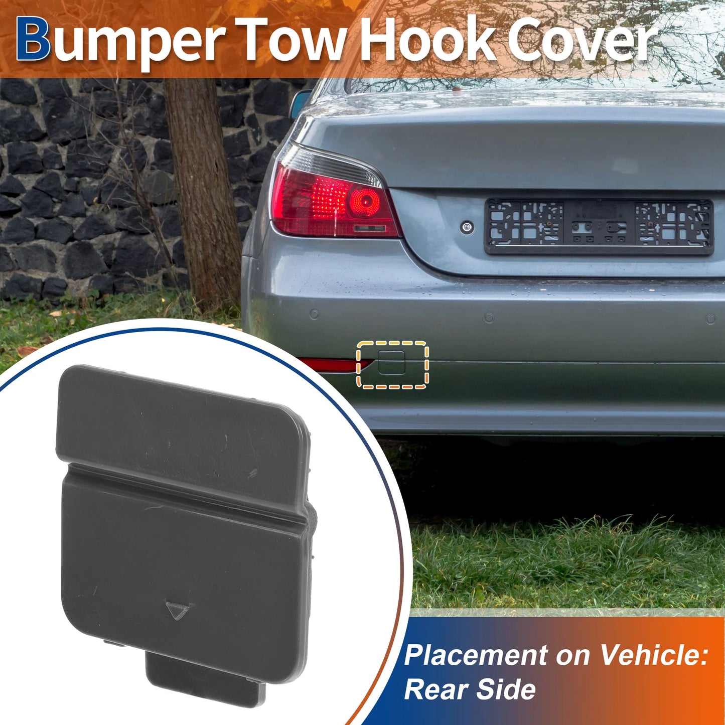 Rear Tow Hook Cover for BMW 525i 530i 545i (2001-2007) Unpainted