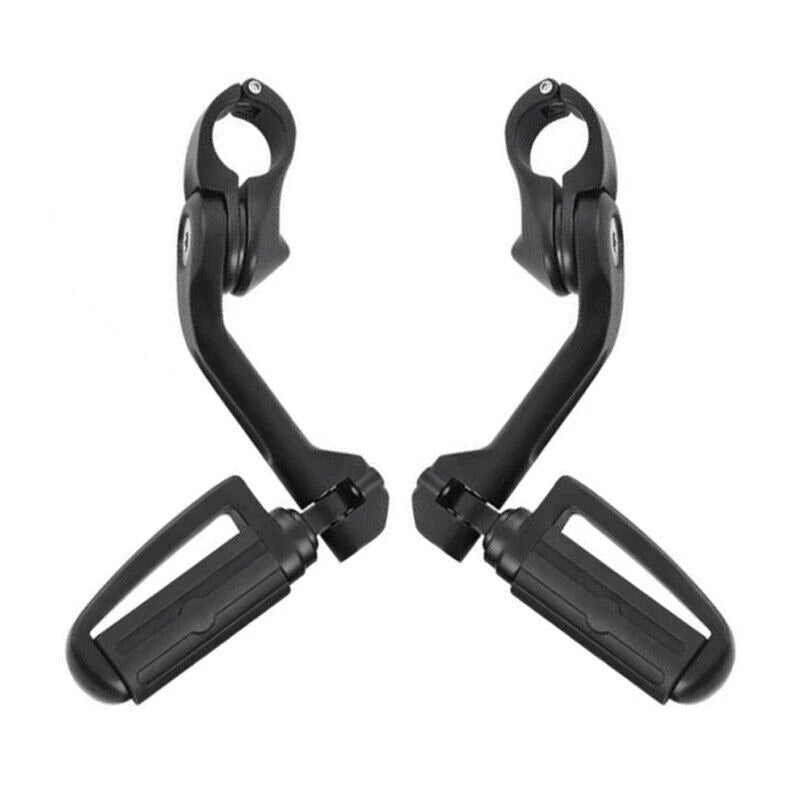1 1/4 in Highway Bar Footpegs Long Angled Mount Kit for Motorcycle Matte Black