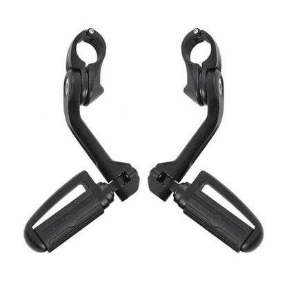 1 1/4 in Highway Bar Footpegs Long Angled Mount Kit for Motorcycle Matte Black