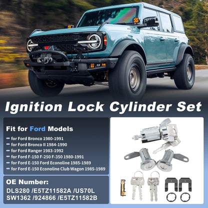 Ignition Lock Cylinder & Door Lock w/ Key for Ford Bronco (1980-1991)