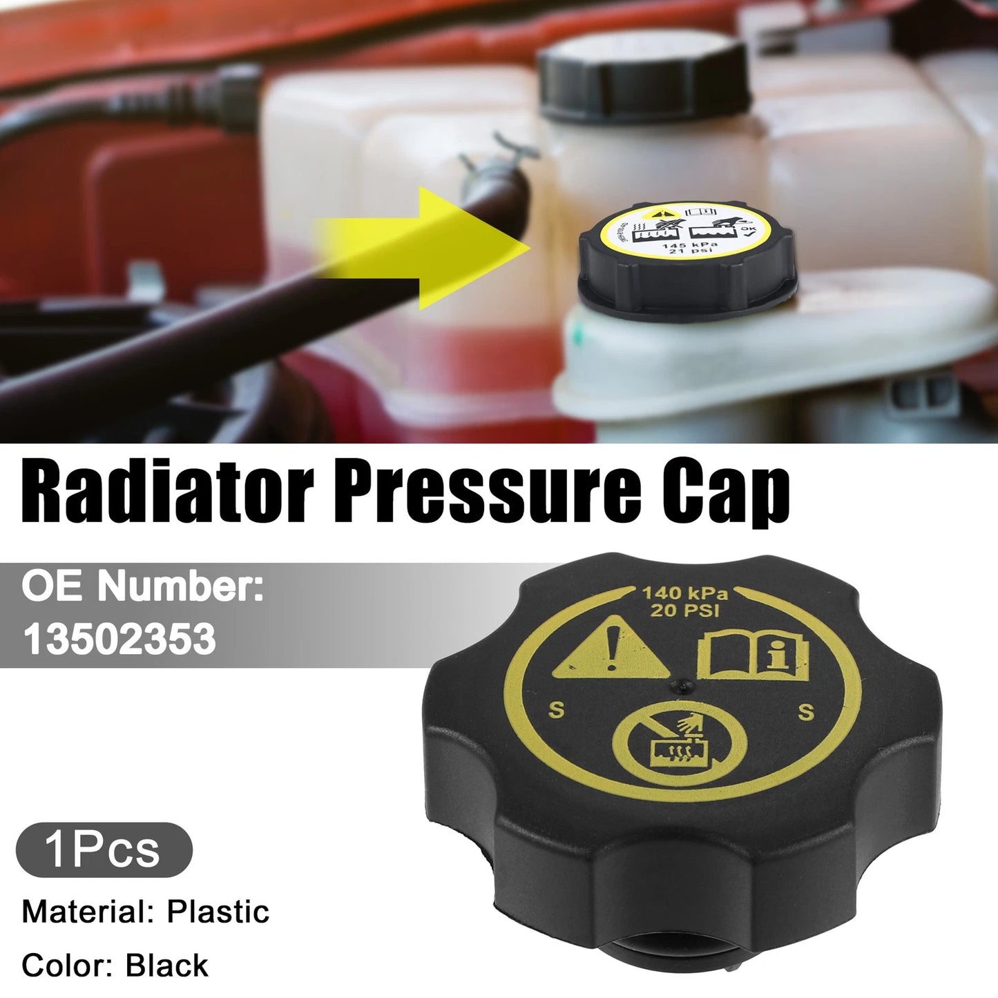 Radiator Pressure Coolant Overflow Tank Cap for Buick Cascada (2016–2019)