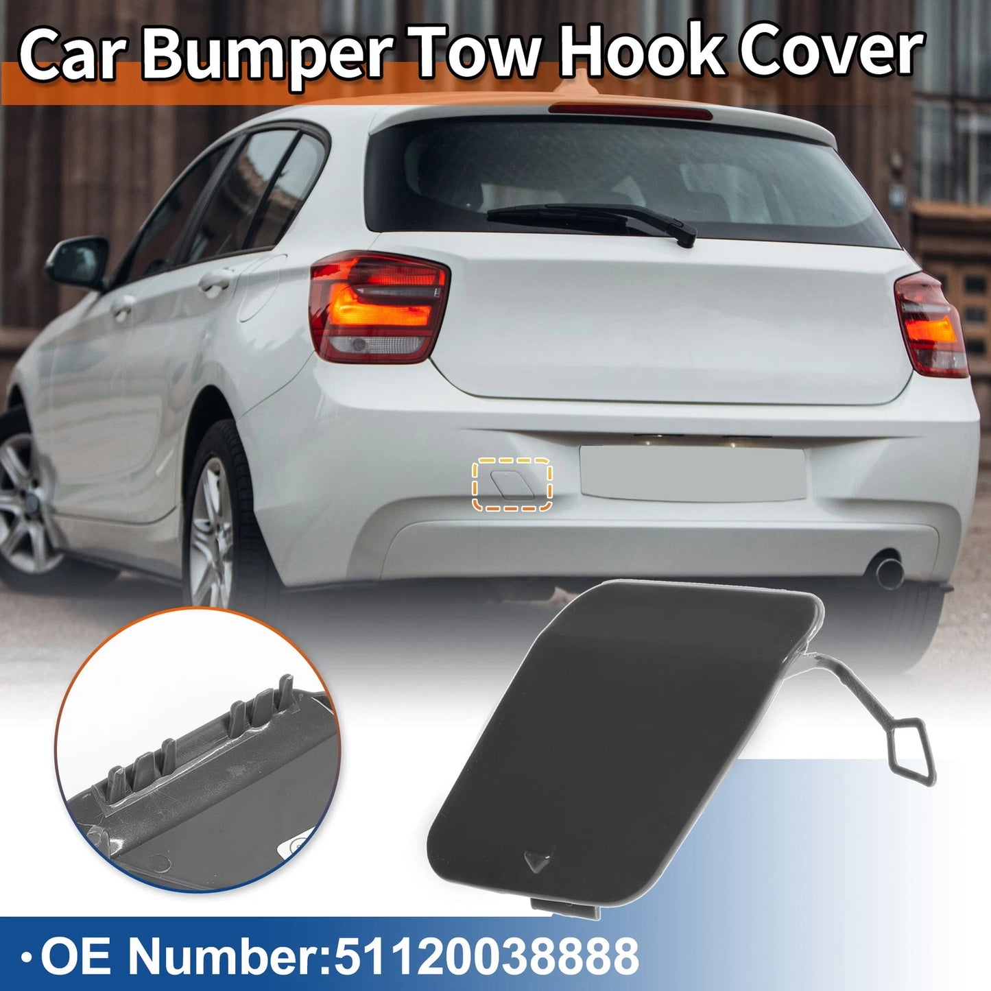 Rear Tow Hook Cover for BMW 1 Series F20 (2011-2019) Unpainted