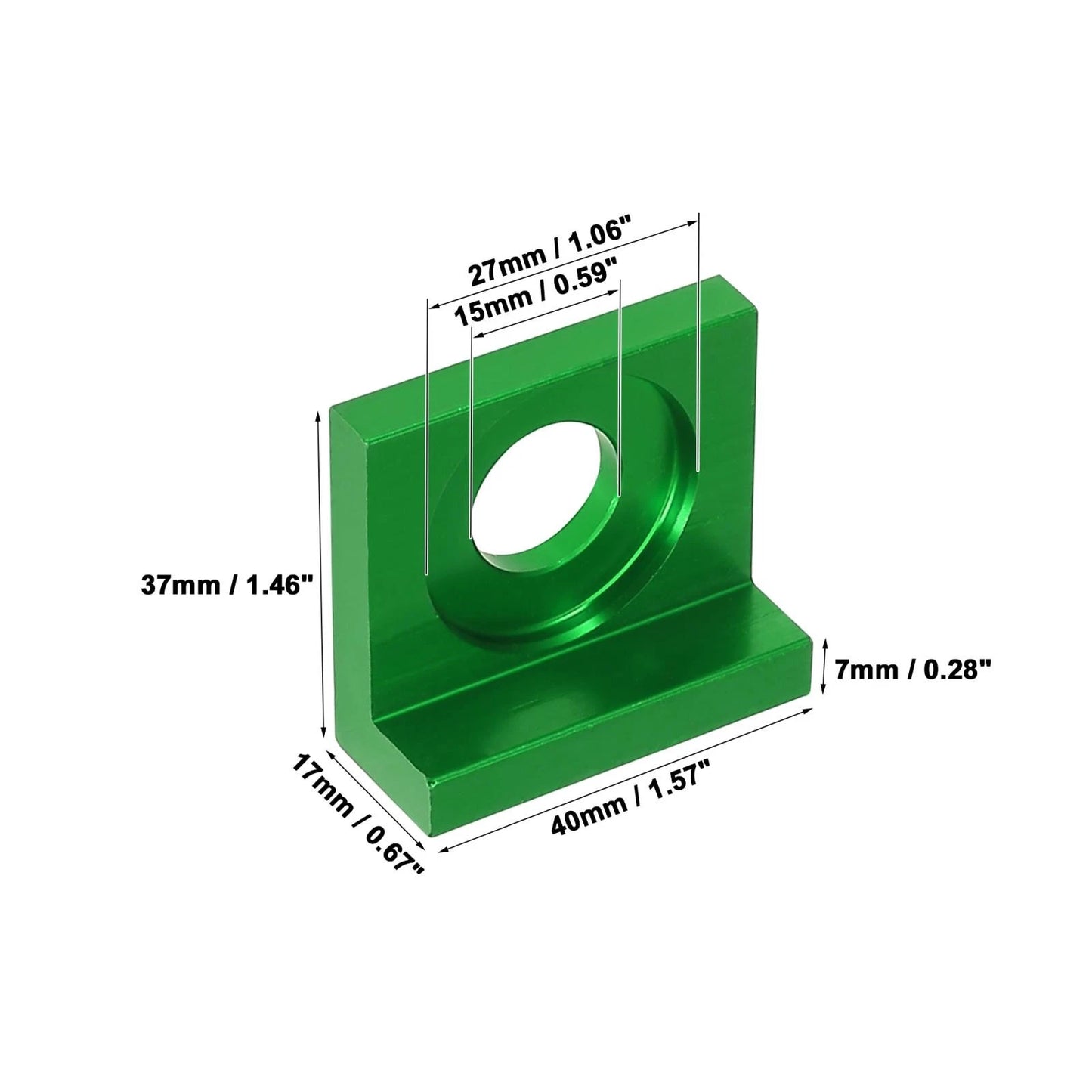 2 x 15mm Hole Dia Chain Adjuster Block Tensioner Green Metal for Motorcycle