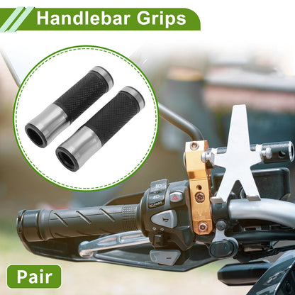 Handlebar Grips / 7/8" 22mm / Aluminum Alloy Silver Tone for Motorcycle