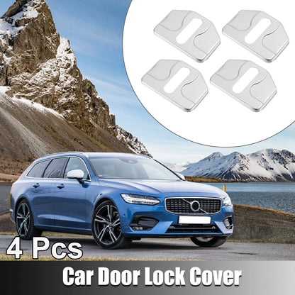 4 x Auto Door Lock Latch Covers for Volvo S90 (2017-2023) Silver Tone
