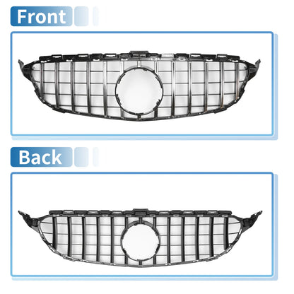 Front Upper Bumper Grille for Mercedes-Benz C300 (2015-2020) Black Chrome
