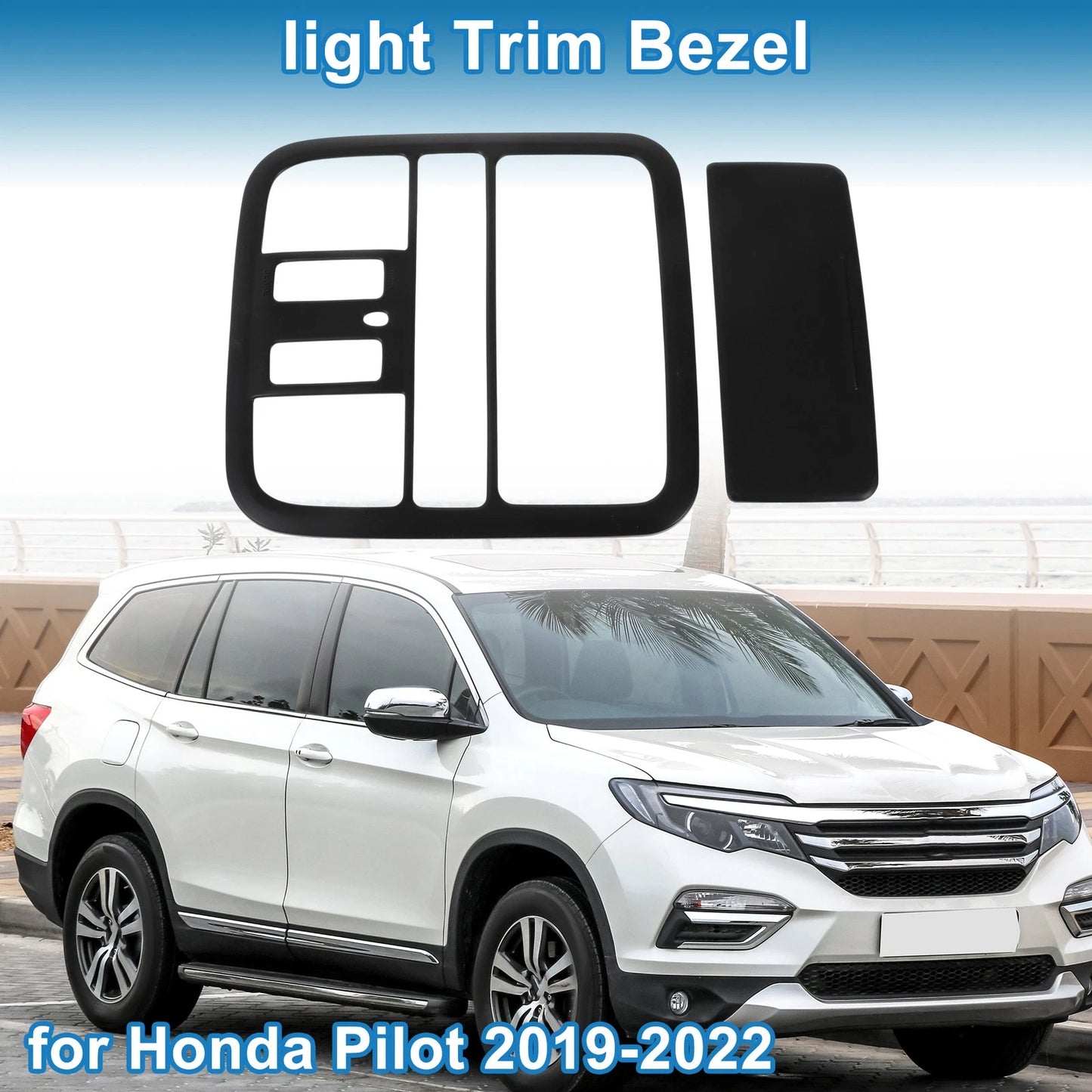 Front Row Headlight Trim Bezel for Honda Pilot (2019-2022) Matte Black