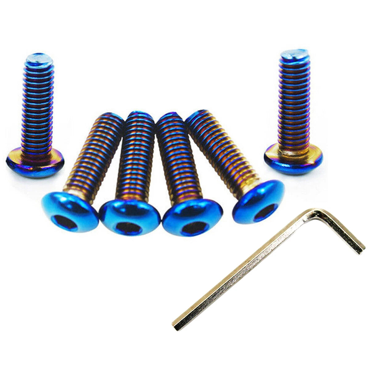 6 x Pan Head Burnt Titanium Blue Steering Wheel Bolts for Boss Kit