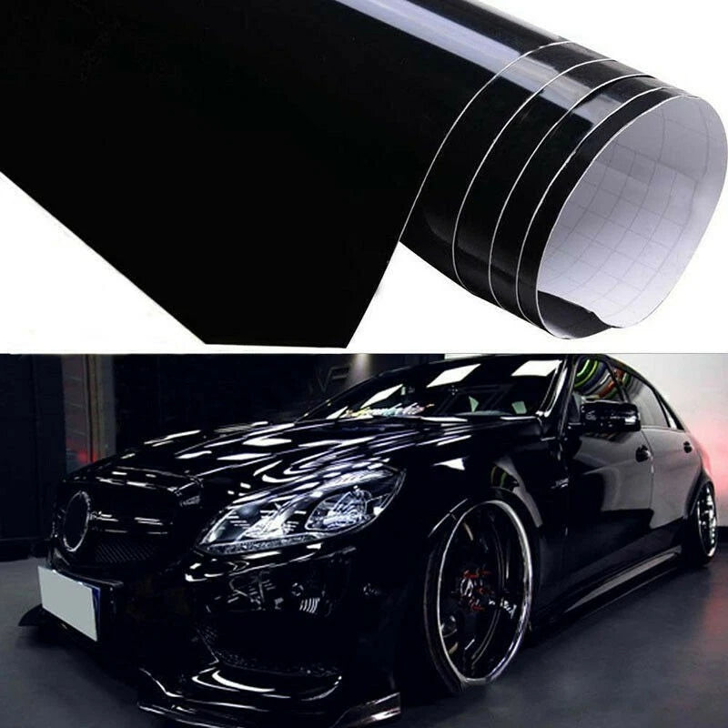 Gloss Black Vinyl Wrap Film Car Sticker Decal With Air Bubble