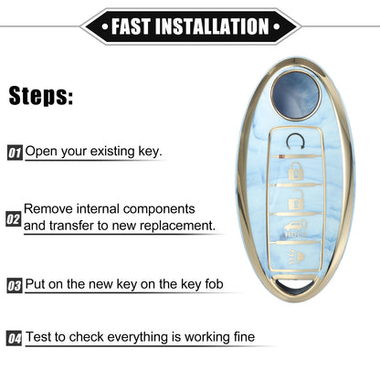 5 x Button Smart Key Fob Cover for Nissan Altima Maxima Infiniti TPU Blue