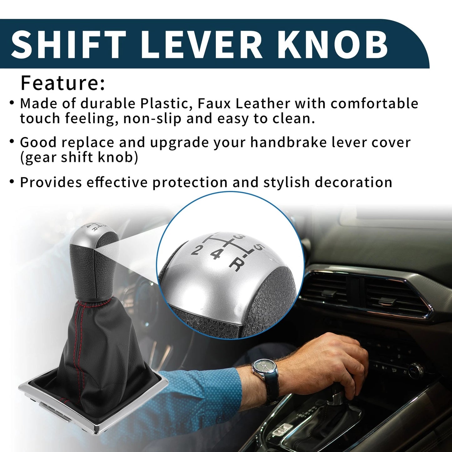 5 Speed Manual Gear Shifter Knob & Cover for Ford Focus MK2 (2004-2008)