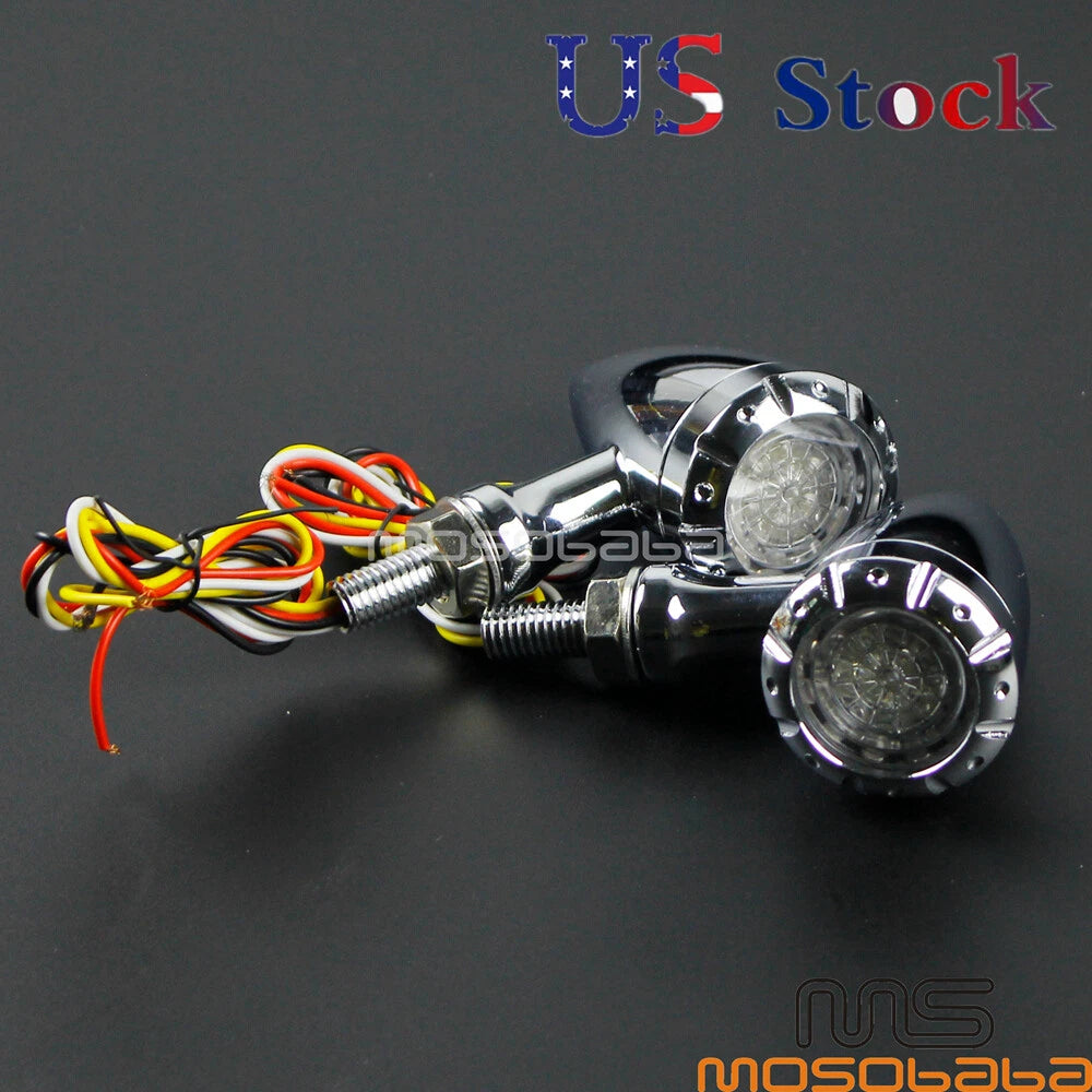 Chrome Bullet LED Brake Running Turn Signal Lights for Harley Dyna (2006-2023)