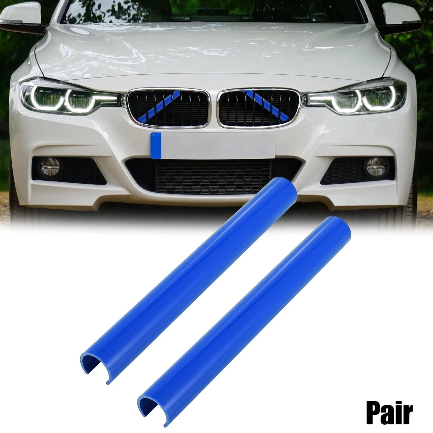 Blue ABS Front Grille Trim Strips Covers for BMW 5 6 7 Series (2011-2020)