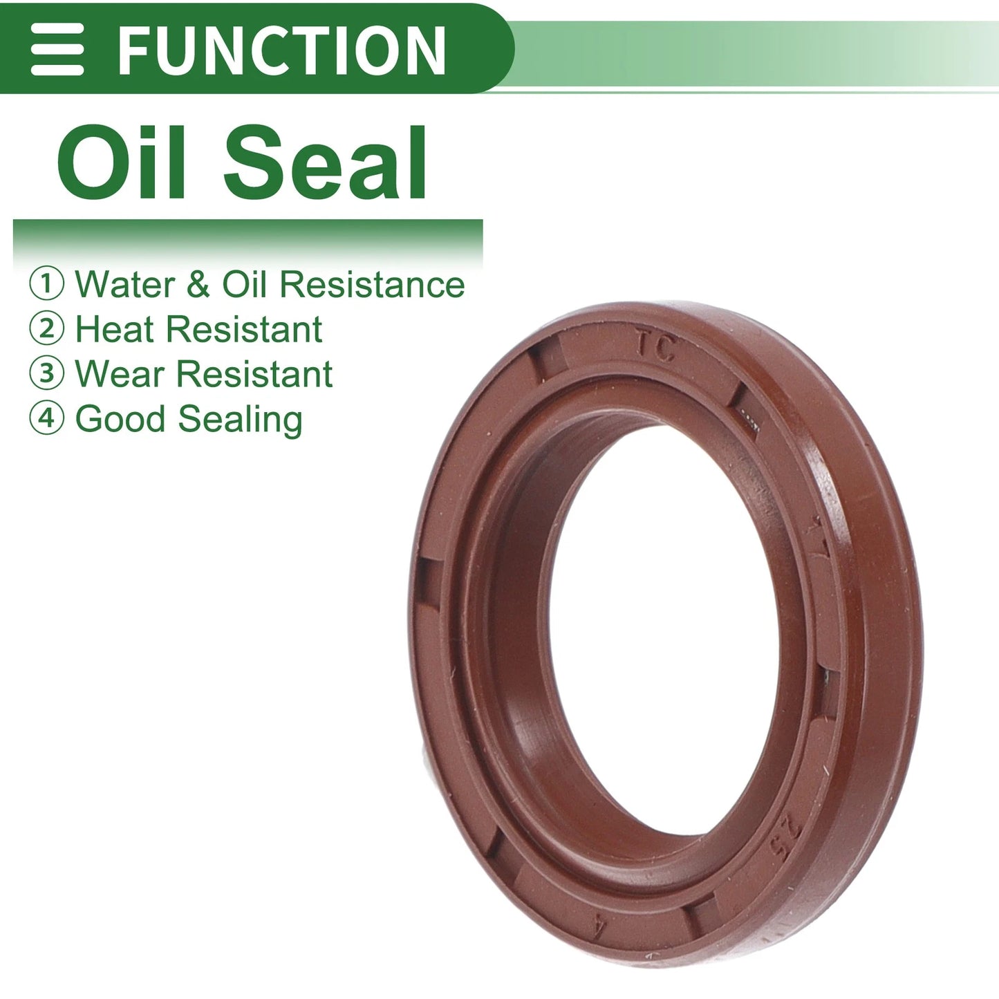 Oil Seal Rotary Shaft Seal FKM Rubber 17x25x4mm Brown 5 Pcs