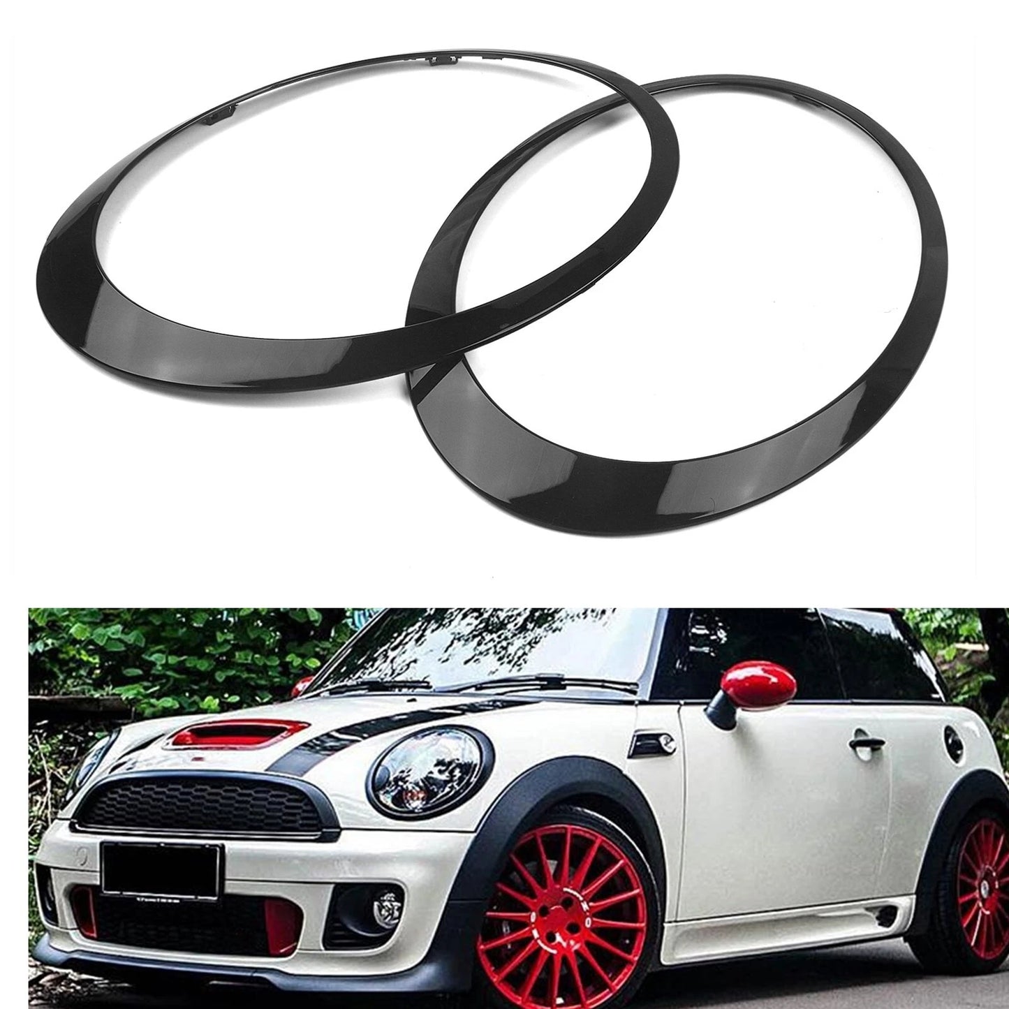 Headlight Frame Trim for Mini Cooper R55 R56 R57 (2007-2015) Gloss Black