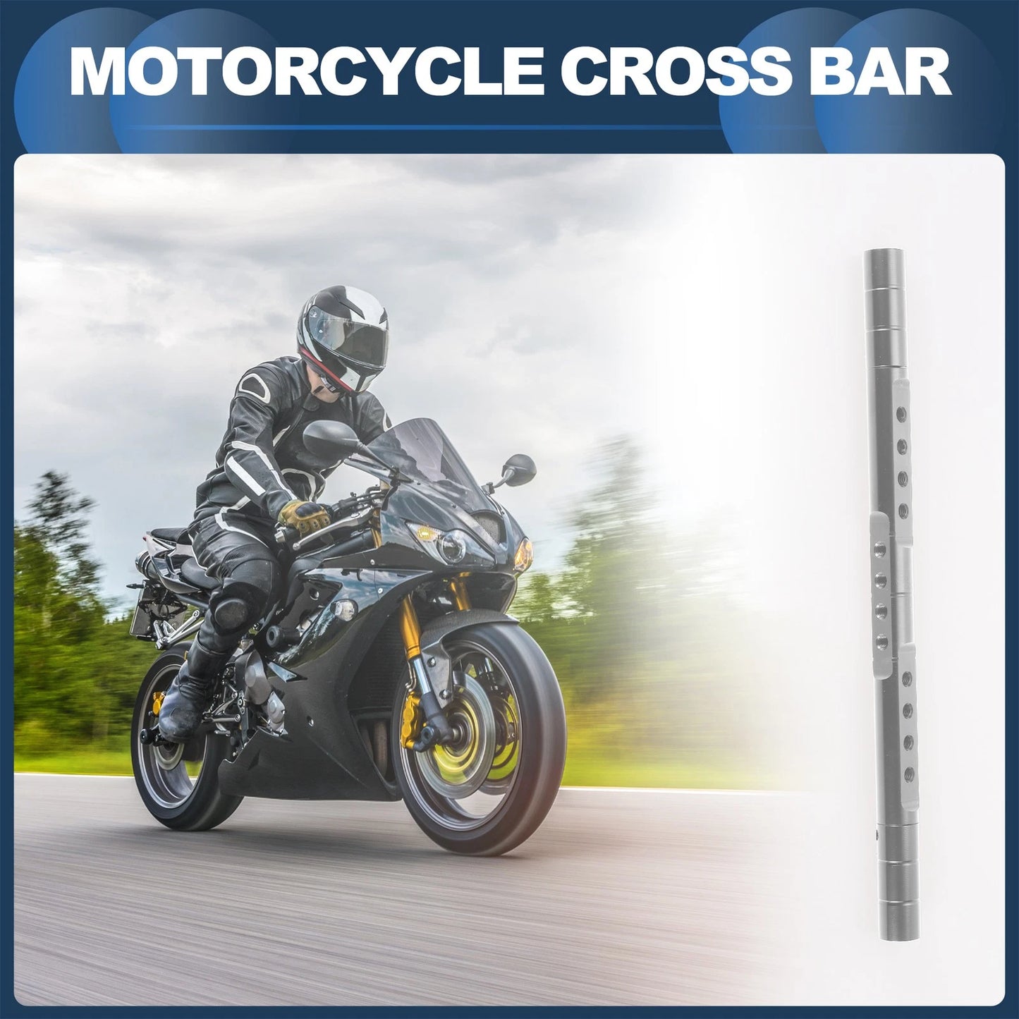 Cross Bar / 29cm / Mirror Mount Silver Tone for Motorcycle