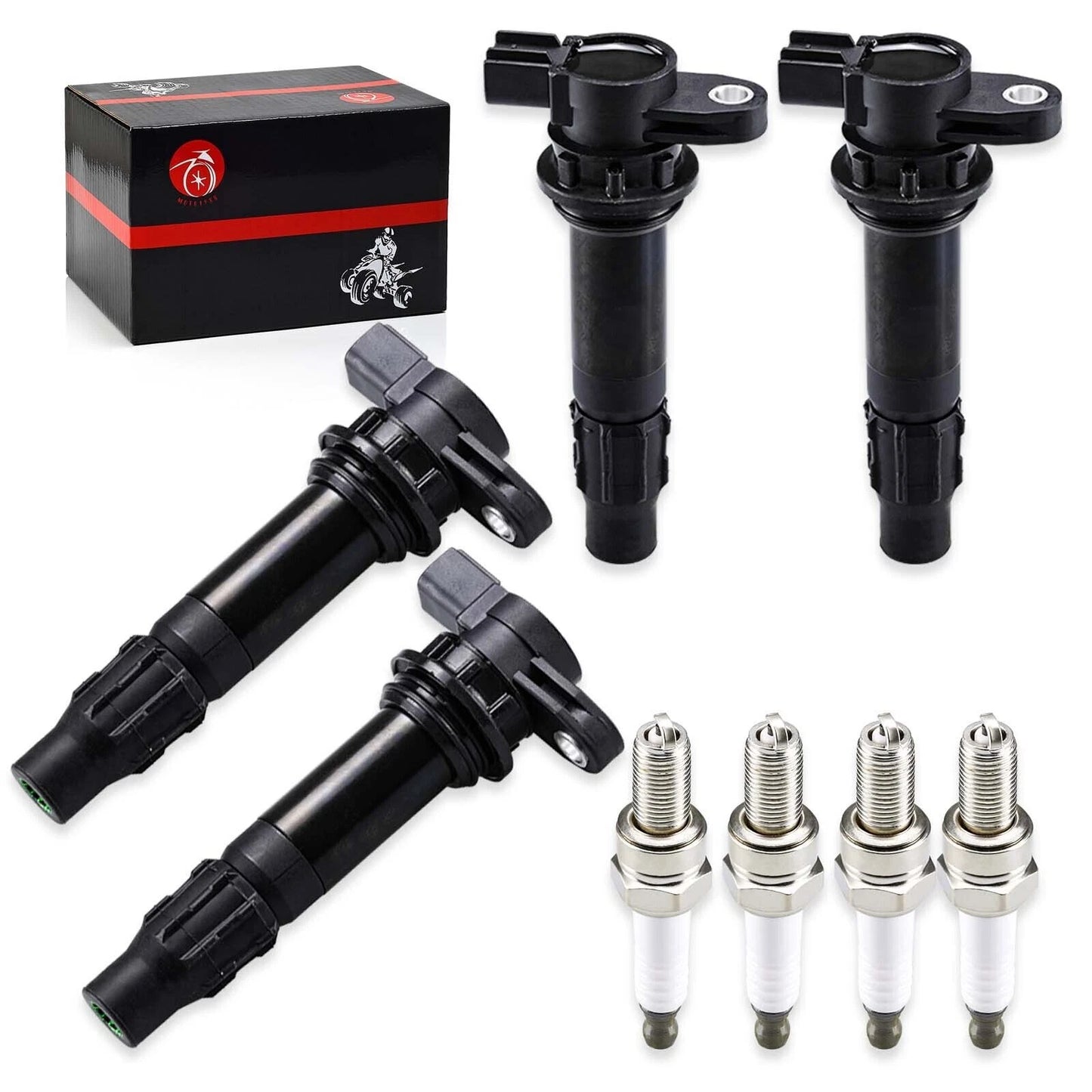 Ignition Coils 4Pcs for Yamaha WaveRunner FX/FX1000 HO 2004-2008 with Spark Plug