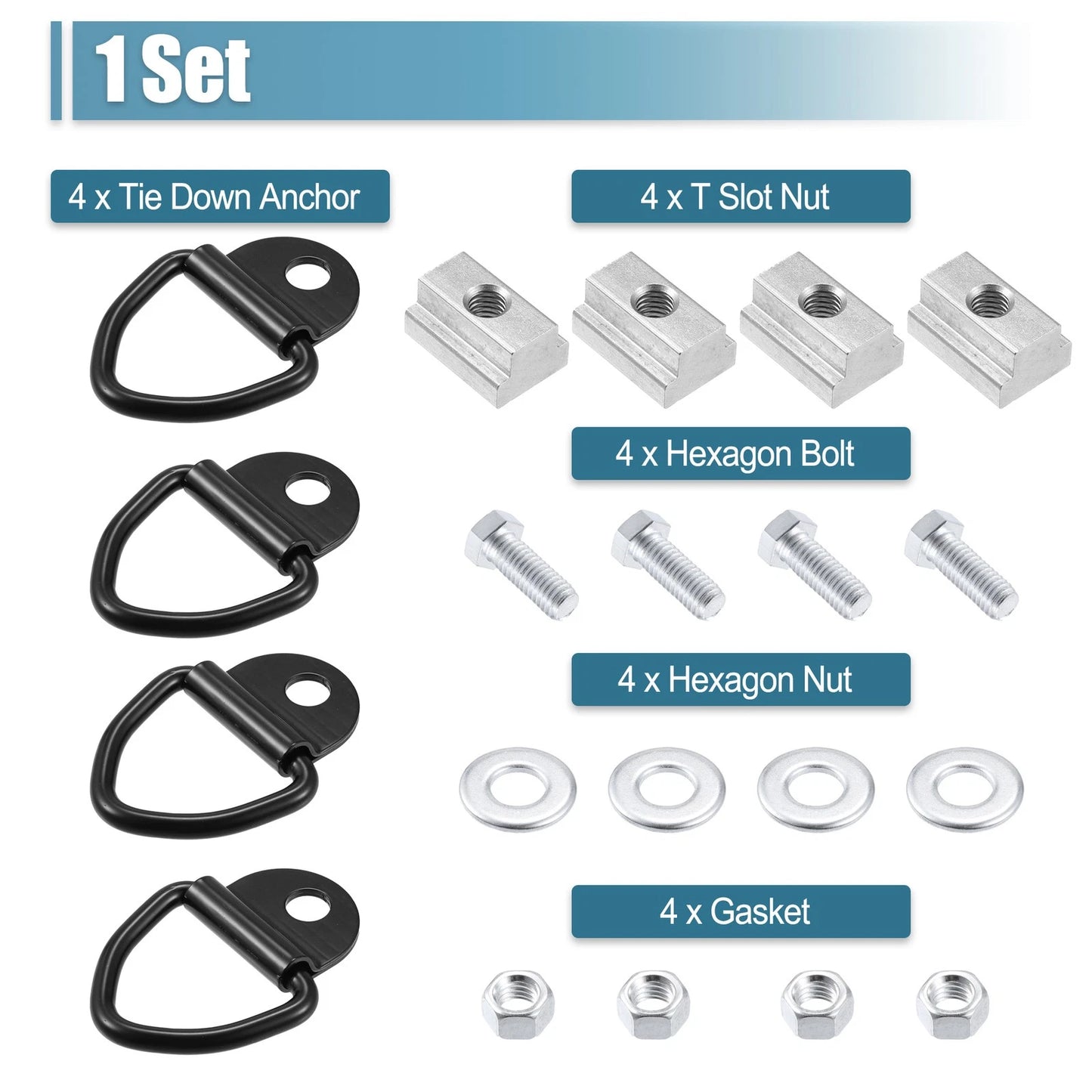 T Slot Nut 4 x 3/8"-16 Tie Down Anchors for Toyota