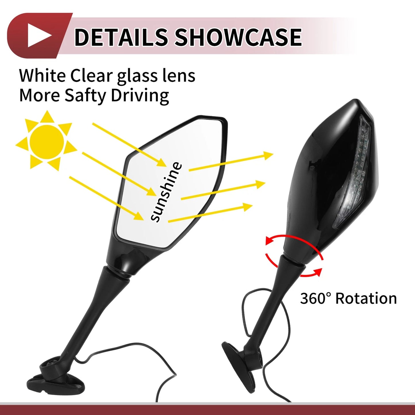 Set Rear View Mirrors for Honda CBR600RR (2003-2014) Black Aluminum
