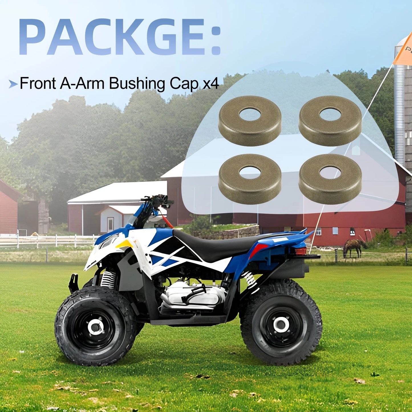 Front A-Arm Bushing Cap Set of 4 for Polaris Sportsman 110 (2016-2021)