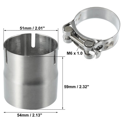 51-54mm 2.0-2.1in M6 Exhaust Pipe Adapter Reducer Muffler for Motorcycle
