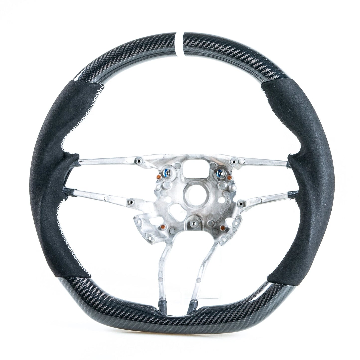 Carbon Suede White Steering Wheel for Porsche 911, 718, Boxster, Cayman, Macan (2016-2023)
