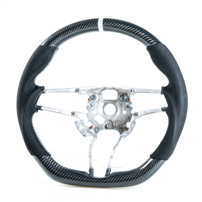 Carbon Suede White Steering Wheel for Porsche 911, 718, Boxster, Cayman, Macan (2016-2023)