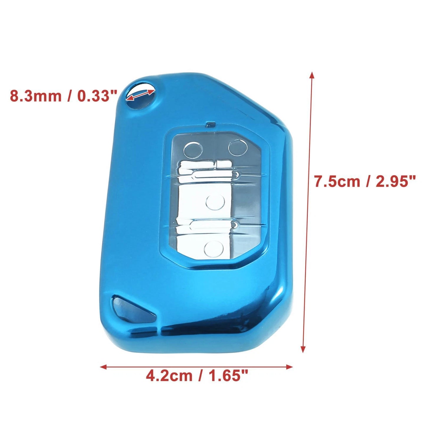 TPU Blue 4 Button Car Remote Key Fob Cover for Jeep Wrangler JL (2018-2021)