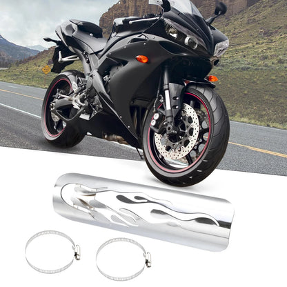 1 Set Motorcycle Exhaust Heat Shield Pipe Shield for Harley Flame Silver Tone