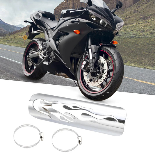 1 Set Motorcycle Exhaust Heat Shield Pipe Shield for Harley Flame Silver Tone