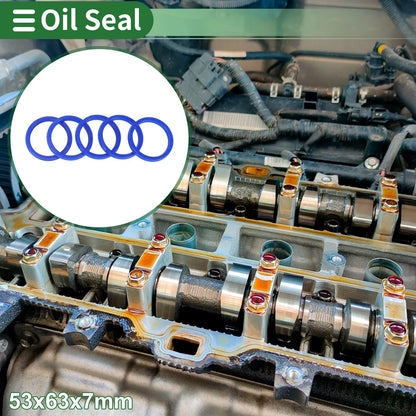 Oil Seal 53x63x7mm TPU Rotary Shaft Seal Blue 5 pcs for Vehicle