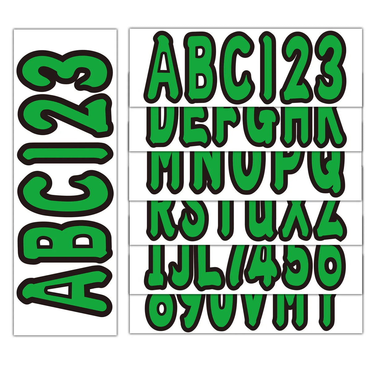 4 Sets of 3" Marine Boat Decals A-Z Letters & 0-9 Numbers Green