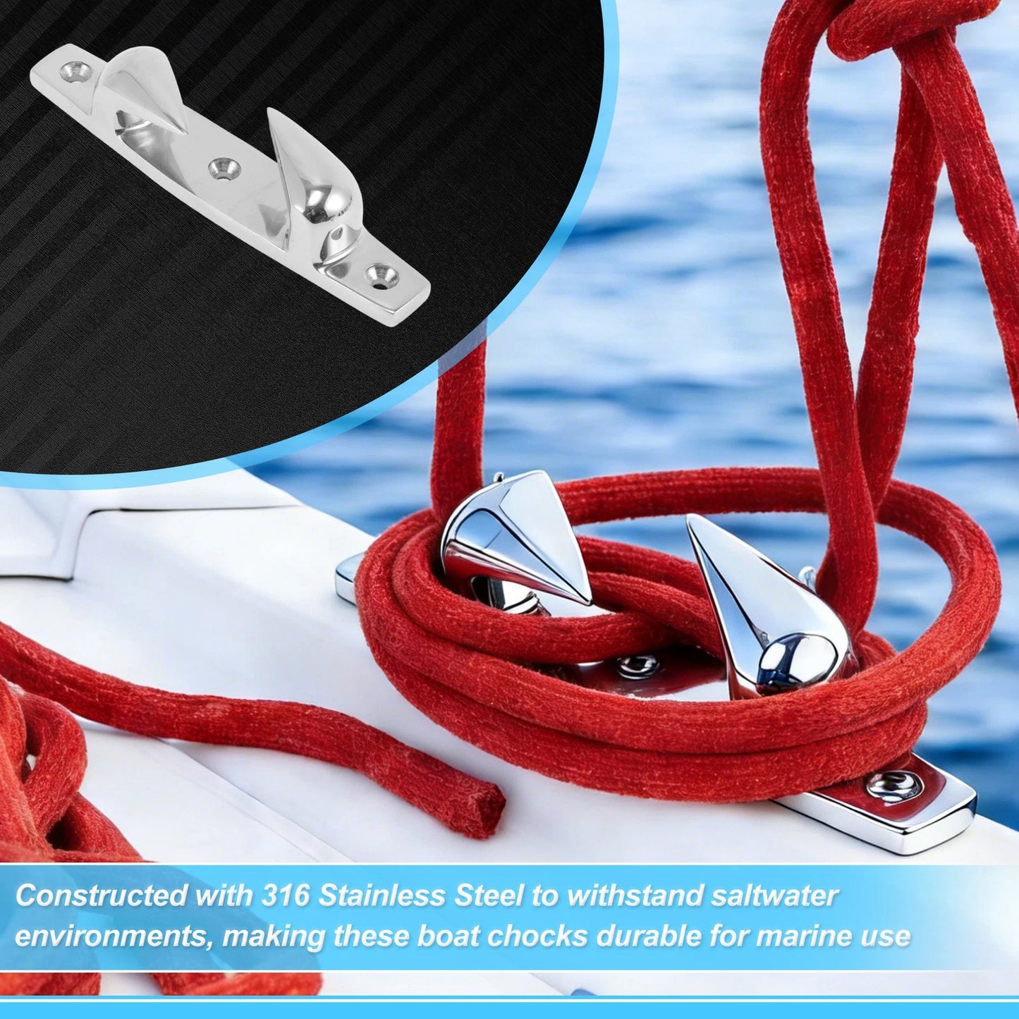 Boat Bow Chock 118 mm Marine 316 Stainless Steel Silver Tone 1 Pair for Boat