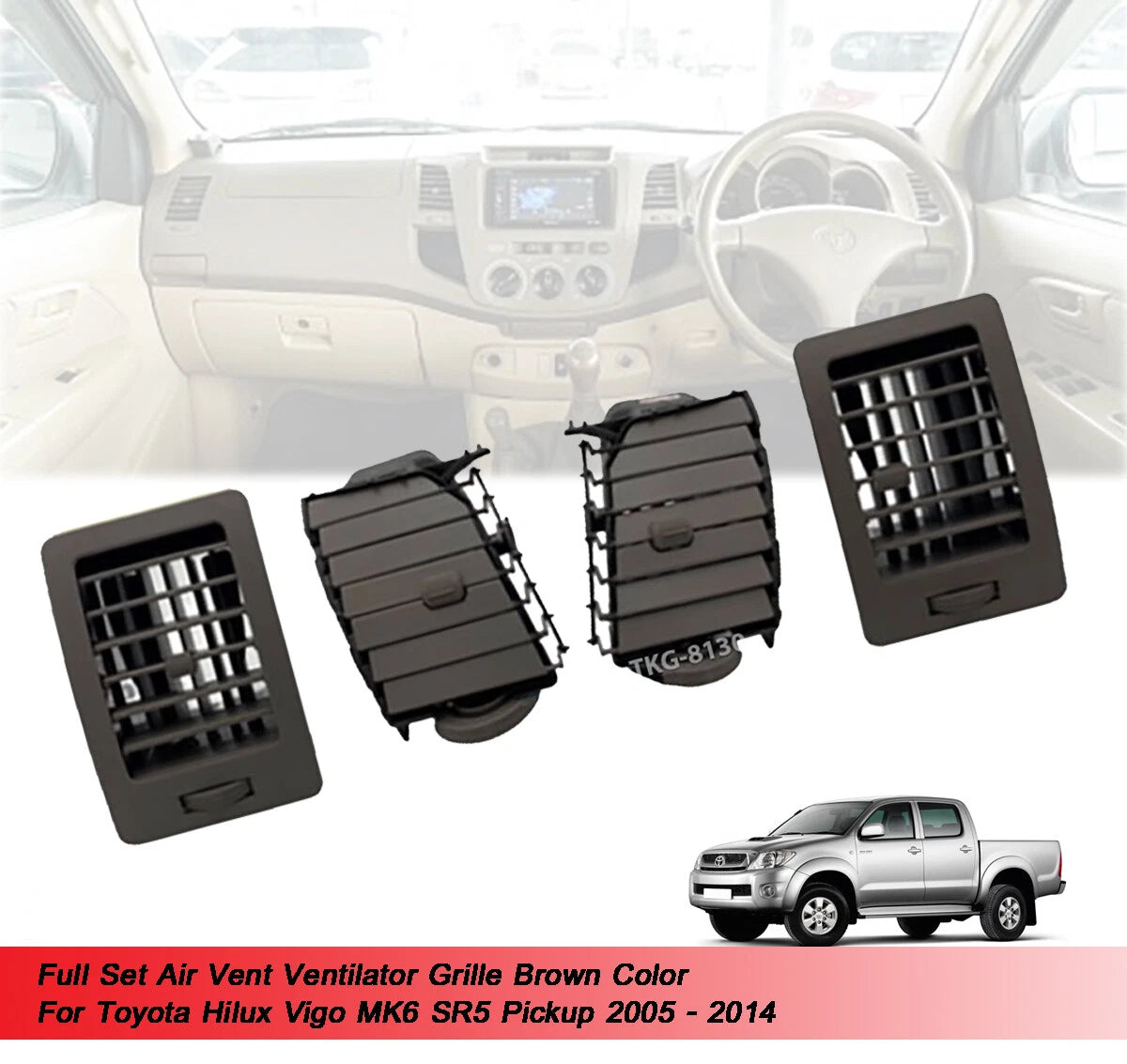 Air Vent Grille Brown for Toyota Hilux Vigo (2005-2014)