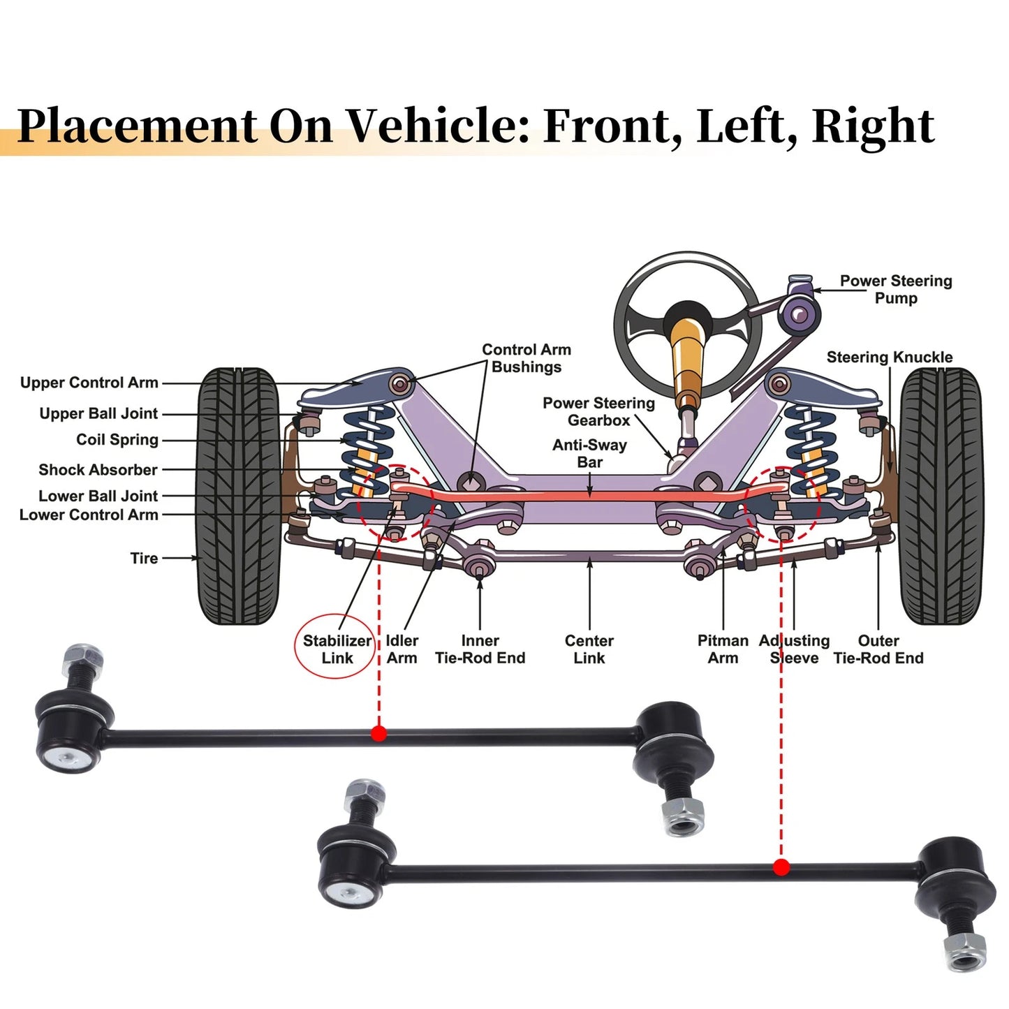 Front Stabilizer Sway Bar Links for Toyota Noah Voxy (2001-2007)