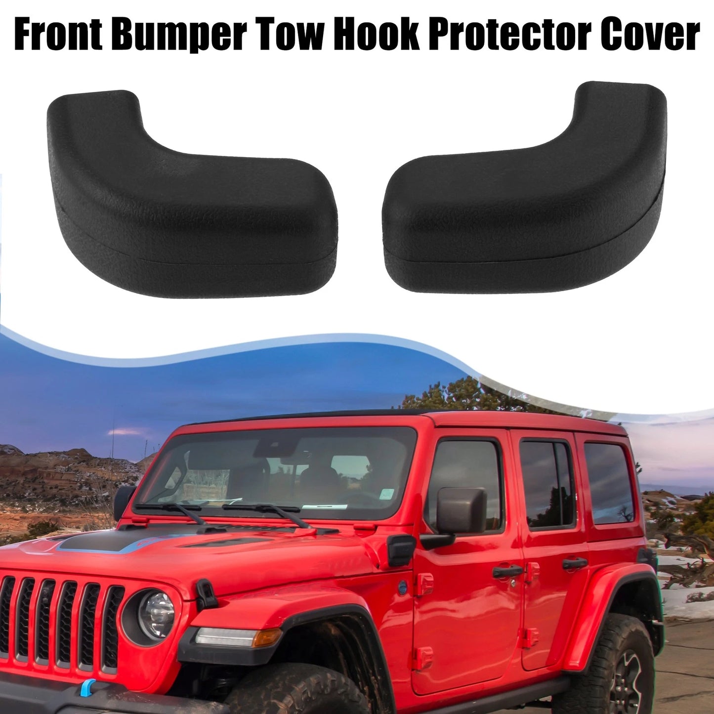Front Bumper Tow Hook Protective Cover for Jeep Wrangler JK JL (2018-2023)