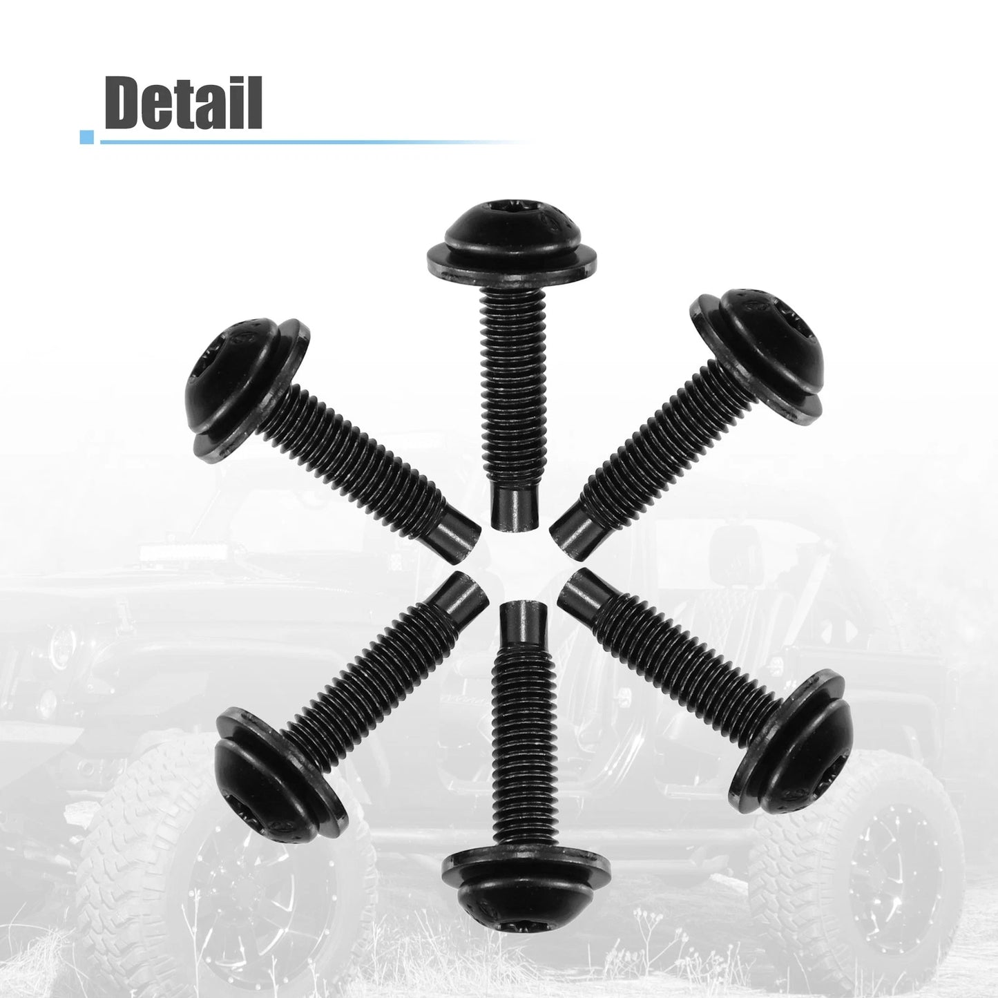 12 x Hard Top Torx Screws for Jeep Wrangler (2007-2018) Extra Long Black