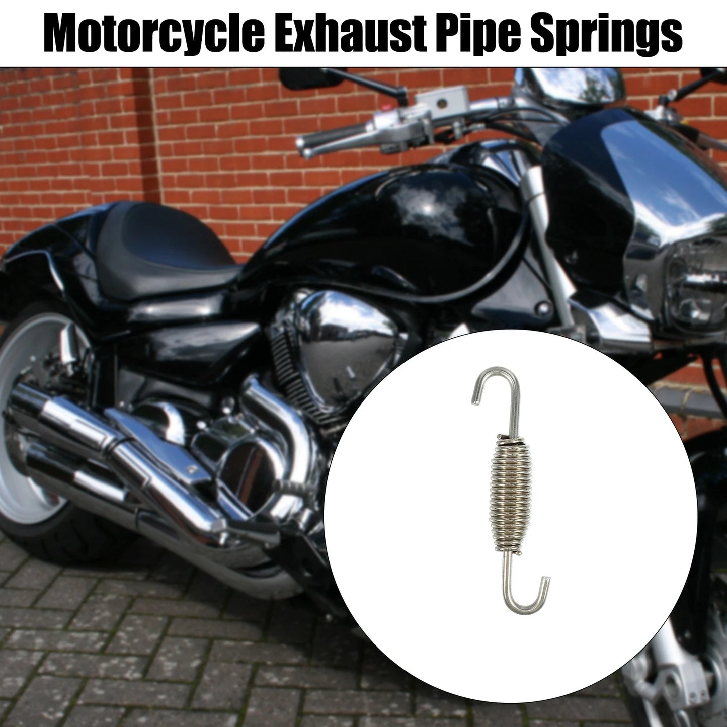 2 x 68mm Motorcycle Muffler Exhaust Pipe Spring for Universal Silver Tone