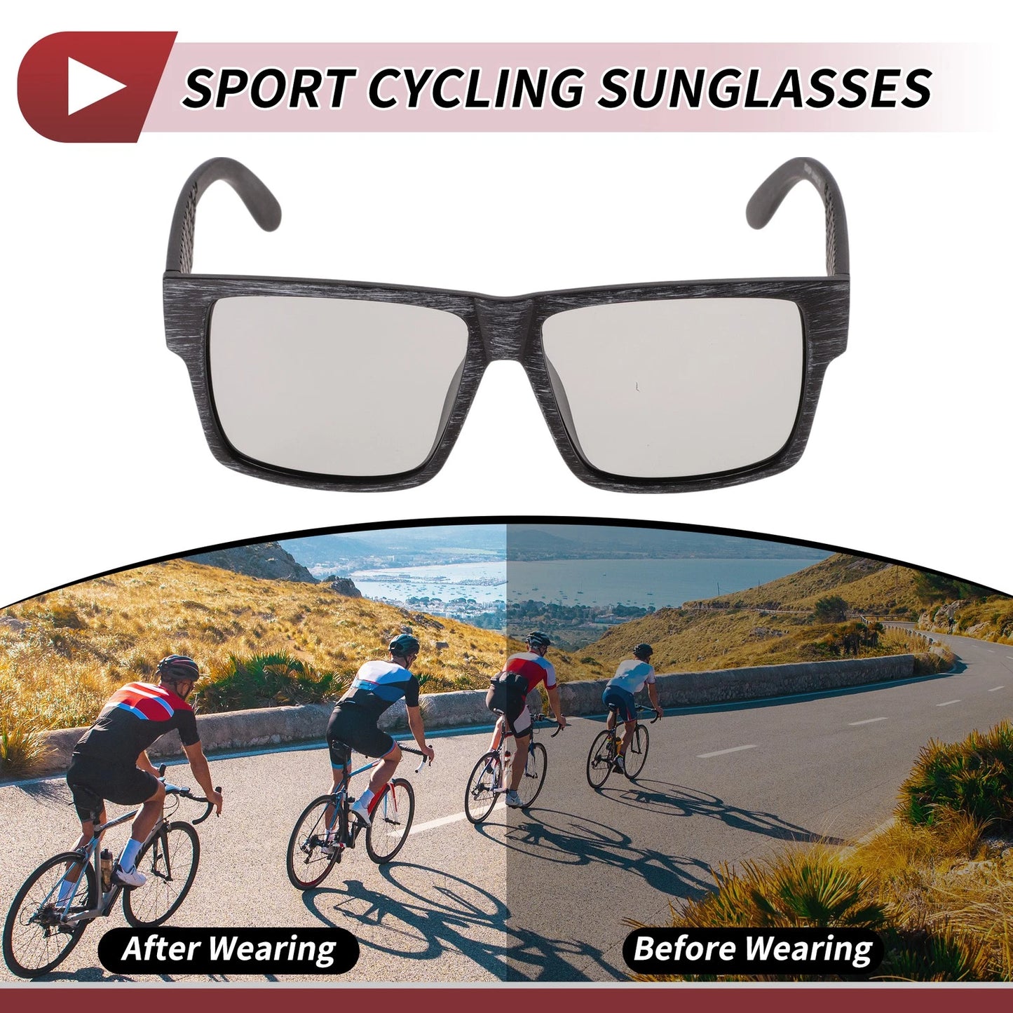 1Pc Motorcycle Gray Lens Black Frame Tri-acetel Cellulose for Motorcycle