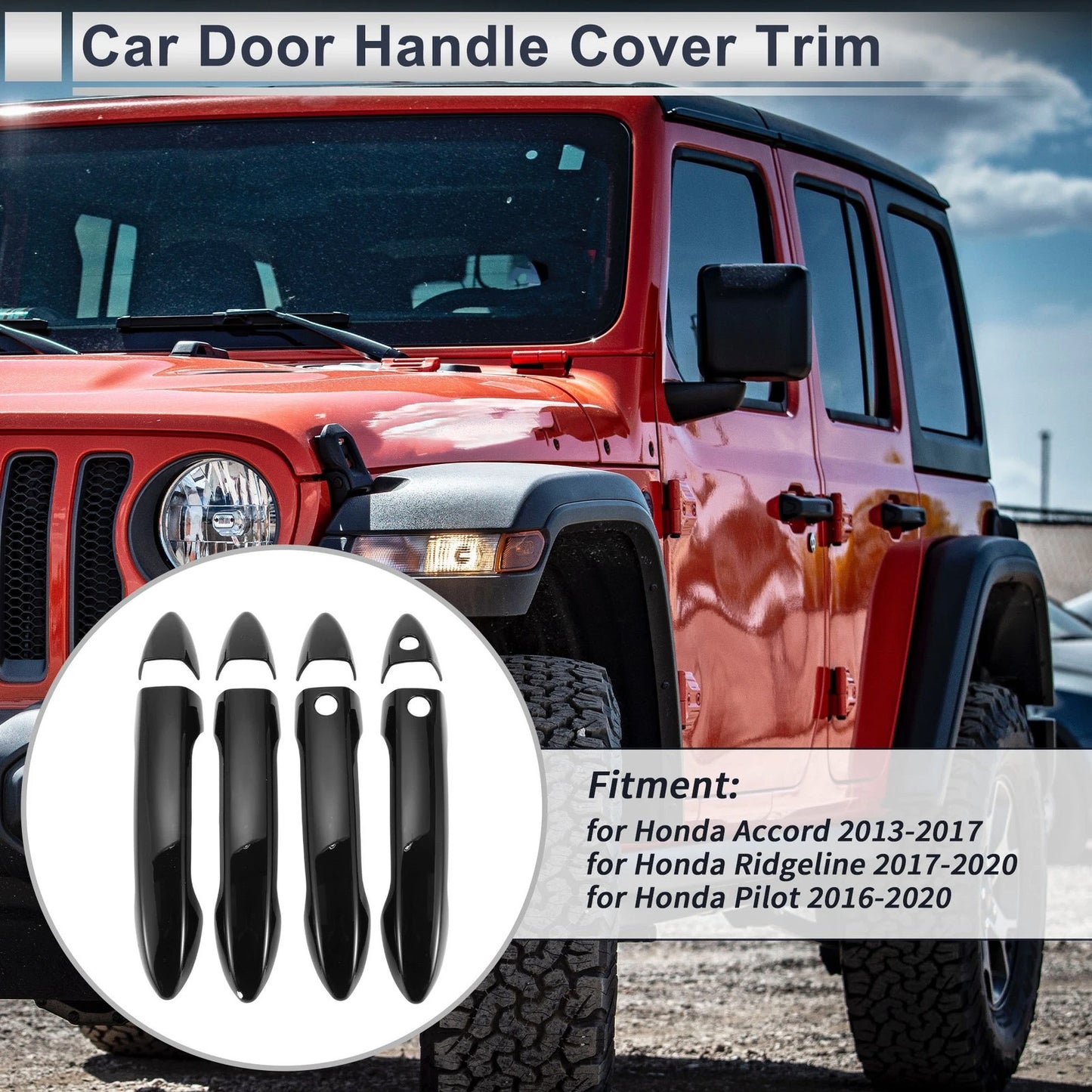 Durable Black Door Handle Cover for Honda Accord (2013-2017)