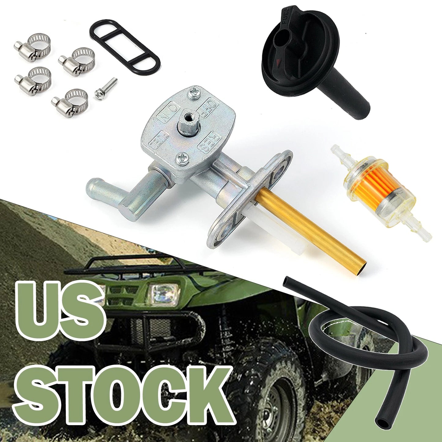 Fuel Valve Petcock & Lever Screw for Kawasaki Prairie 360 KVF360 (2003–2013)
