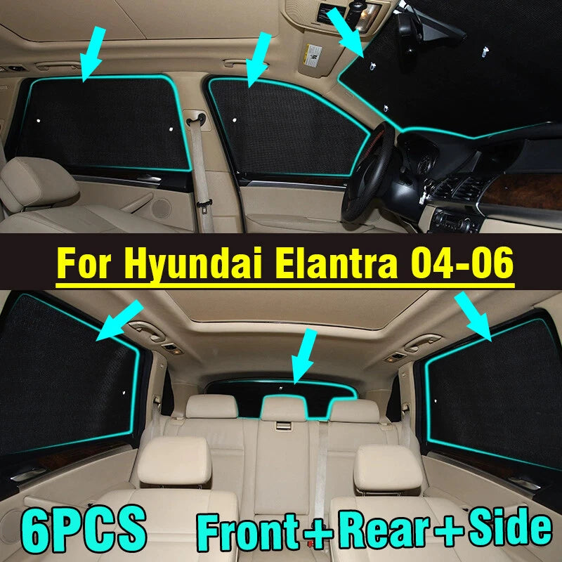 6X Front/Side/Rear Window Windshield Sunshade for Hyundai Elantra (2004–2006)