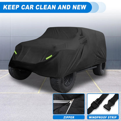 Waterproof Car Cover w/Driver Door Zipper for Jeep Wrangler (2007-2017)
