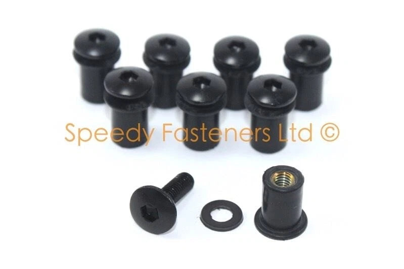 8x Black Aluminium Wind Shield Screen Bolts for Suzuki GSX-R 750 1100 GSXR