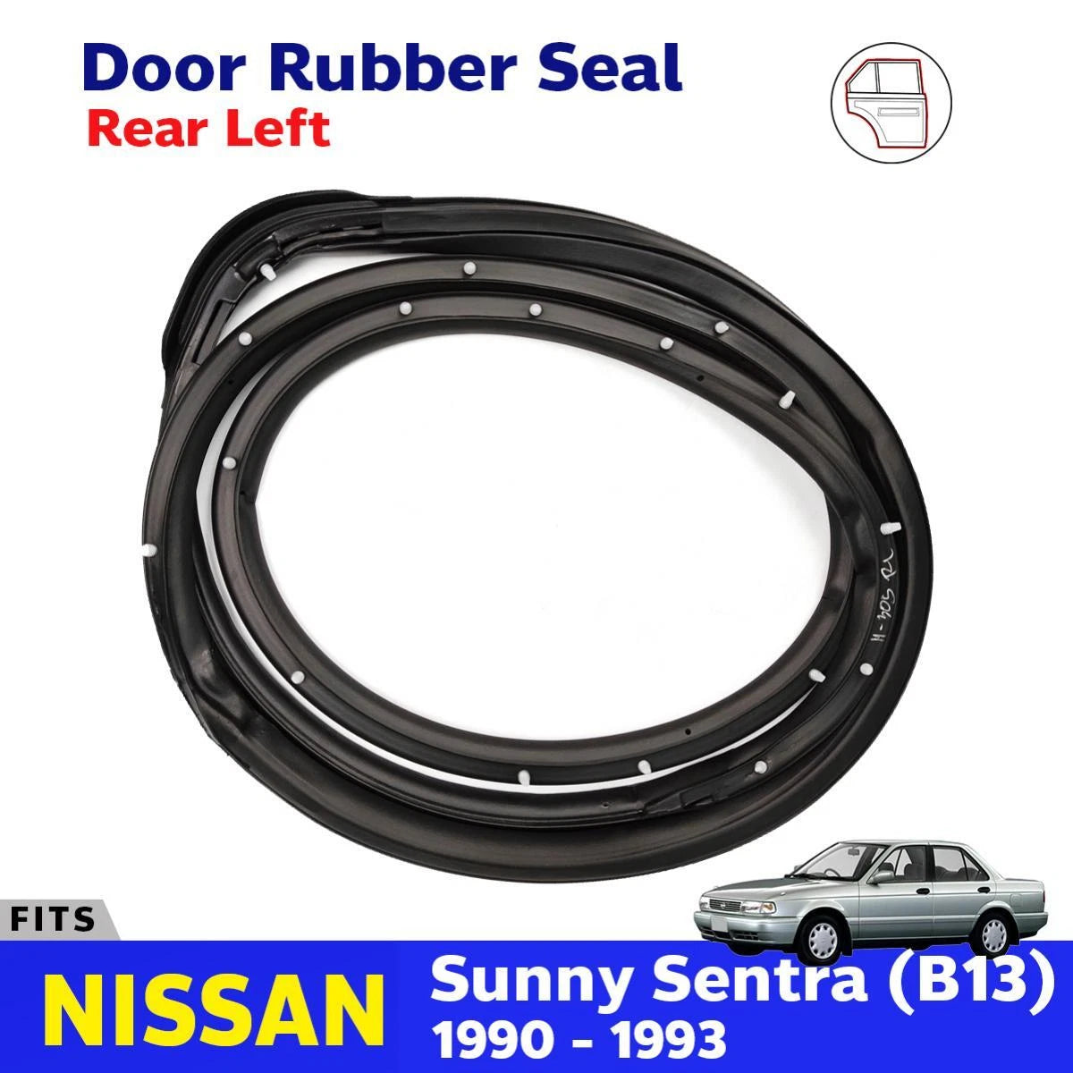Weatherstrip Door Rubber Rear LH Fits Nissan Sunny Sentra B13 4D Sedan 90-93 D05