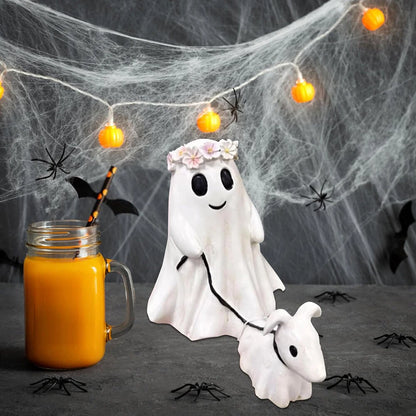 Cute Halloween Ghost Walking Dog Statue Decorations for Indoor Outdoor
