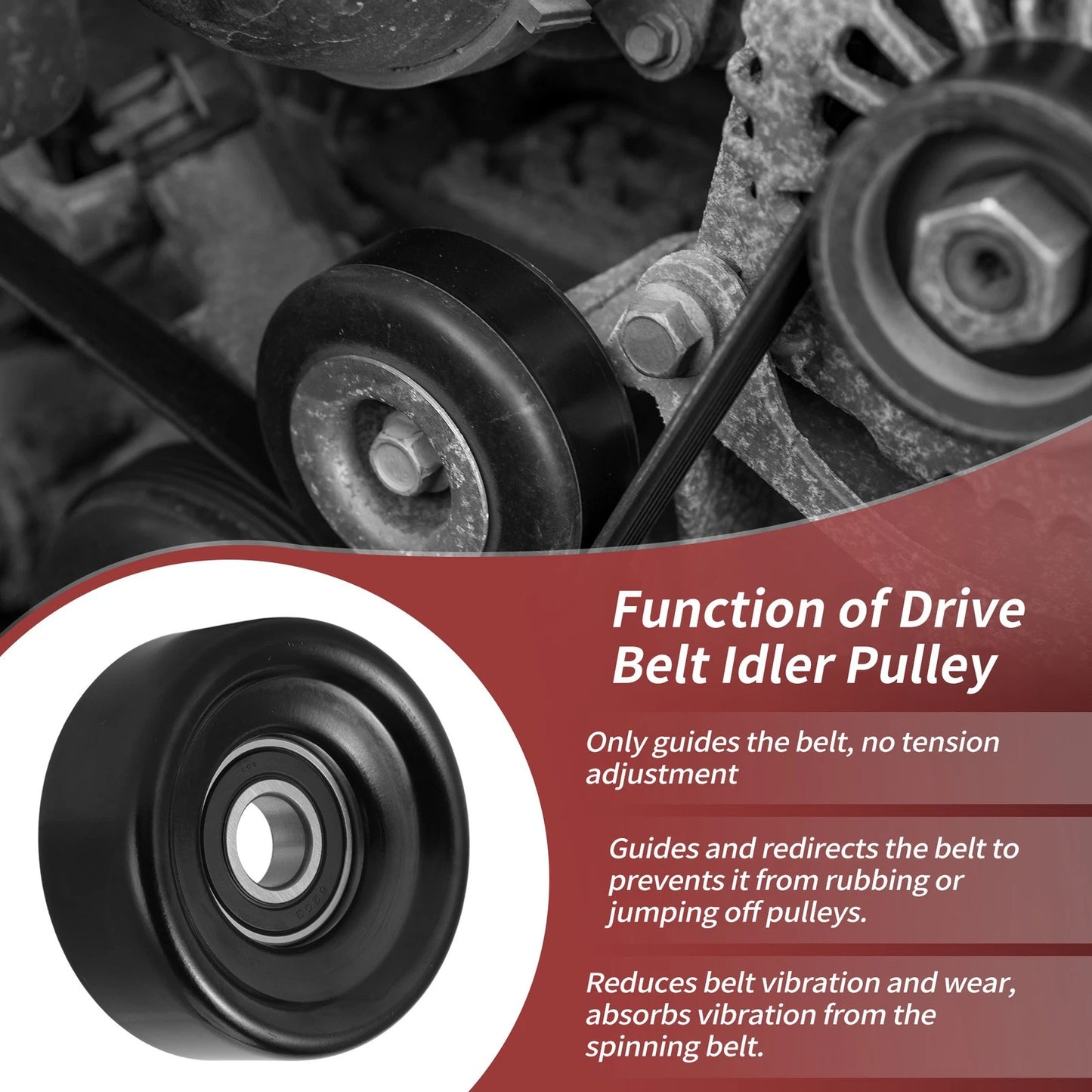 Accessory Drive Belt Idler Pulley for Subaru Forester, Impreza, WRX (2001-2023)
