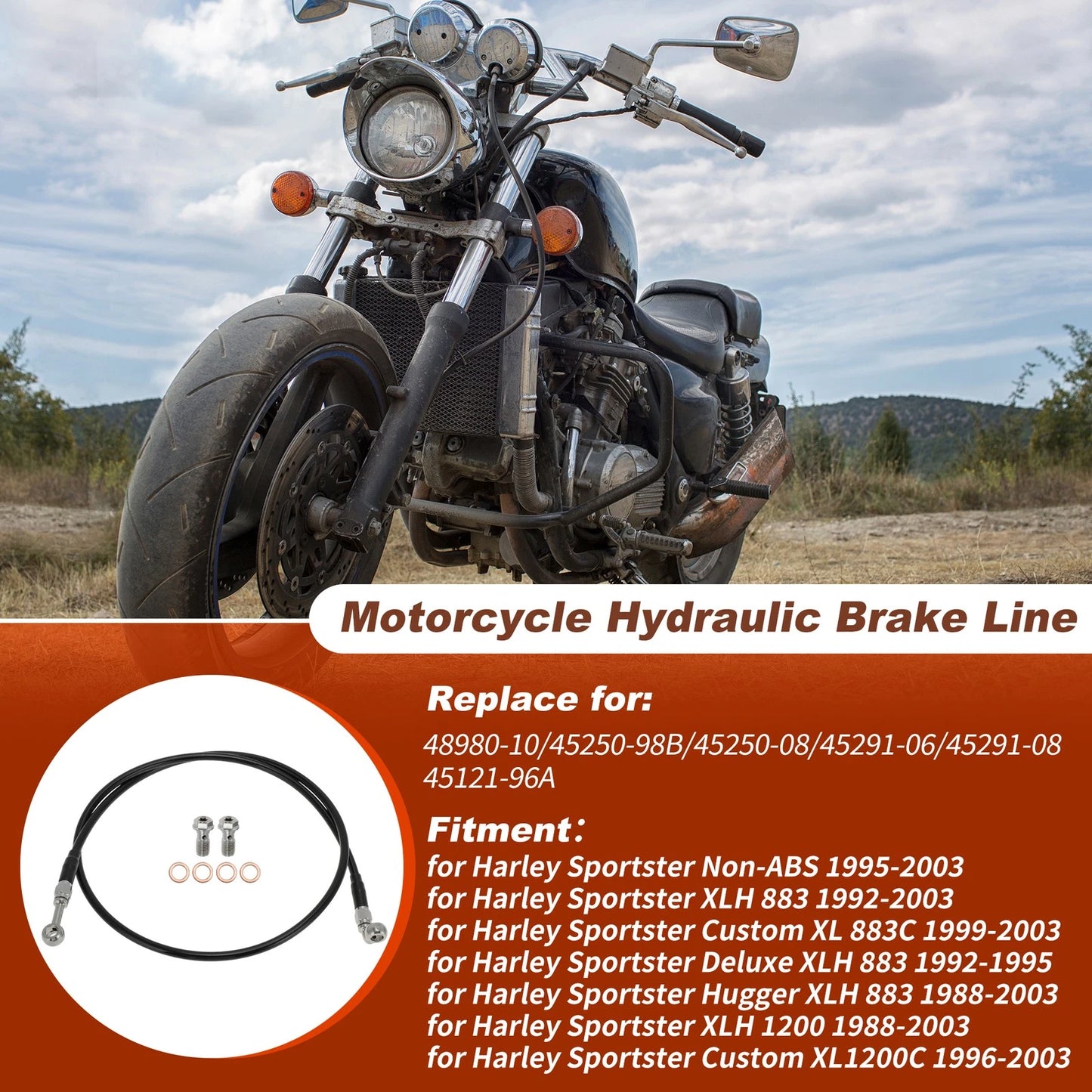 50" Hydraulic Front Brake Line for Harley Sportster XL 883 1200 (1988–2003)